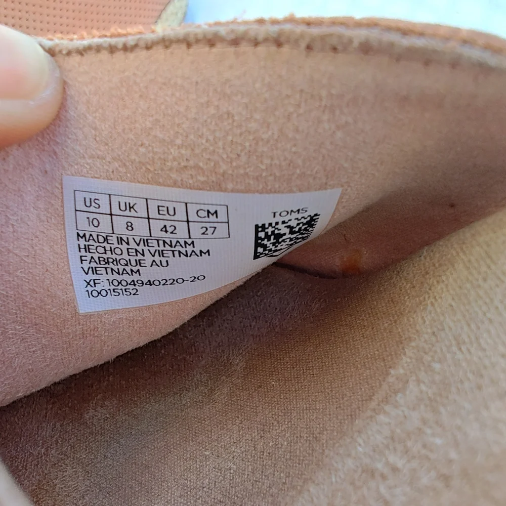 TOMS Tropez Wedge Sandal Nubuck‎ Leather Open Toe Cork 10 Tan Peach Beige